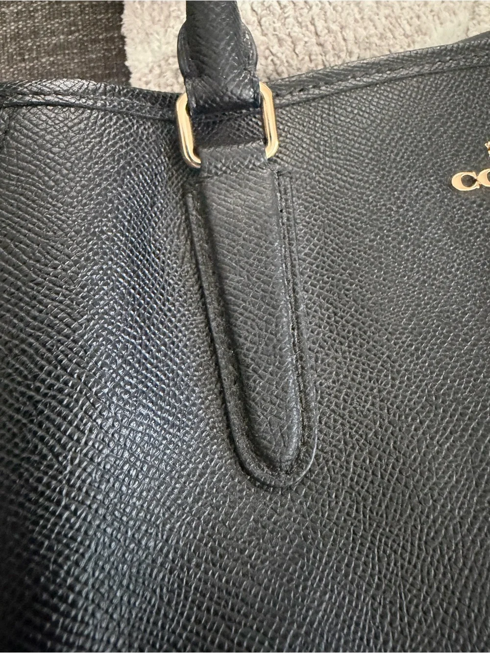 COACH F57527 SMALL MARGOT CARRYALL CROSSGRAIN LEATHER BLACK